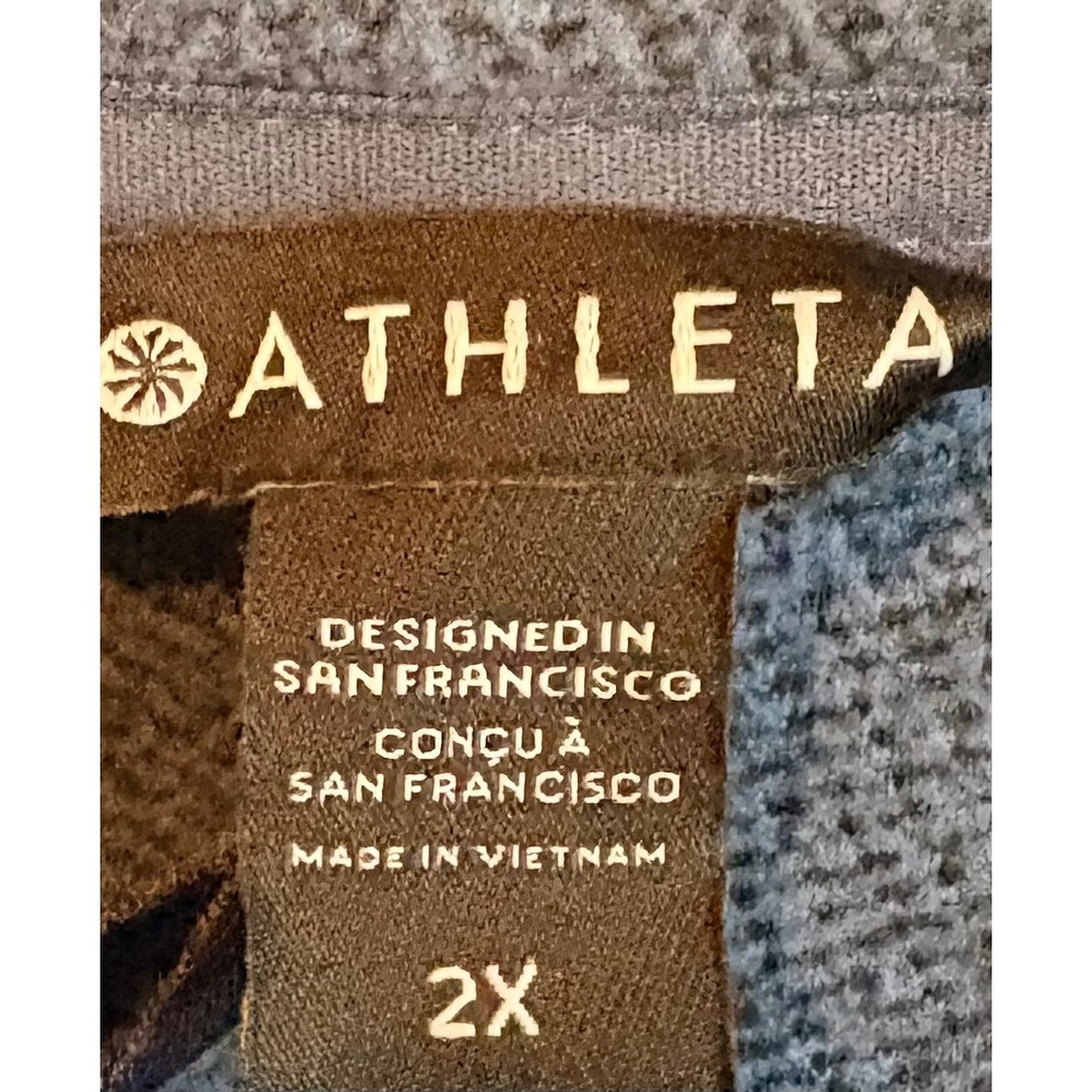 ATHLETA Blue Herringbone Stroll Fleece Full Zip‎ Jacket Women Plus Size 2X - Picture 6 of 10